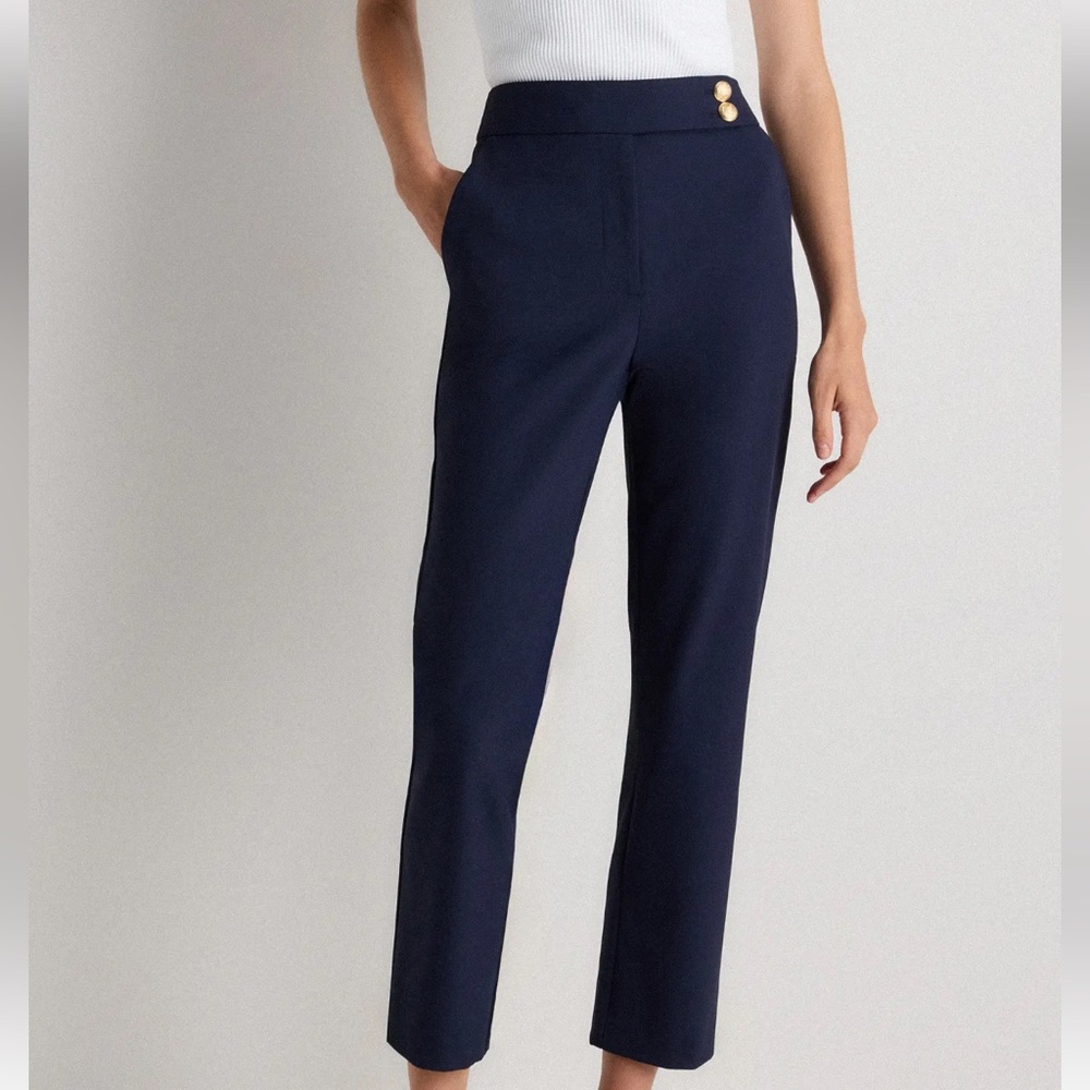 Quince Blue Scuba Slim Ankle Pants